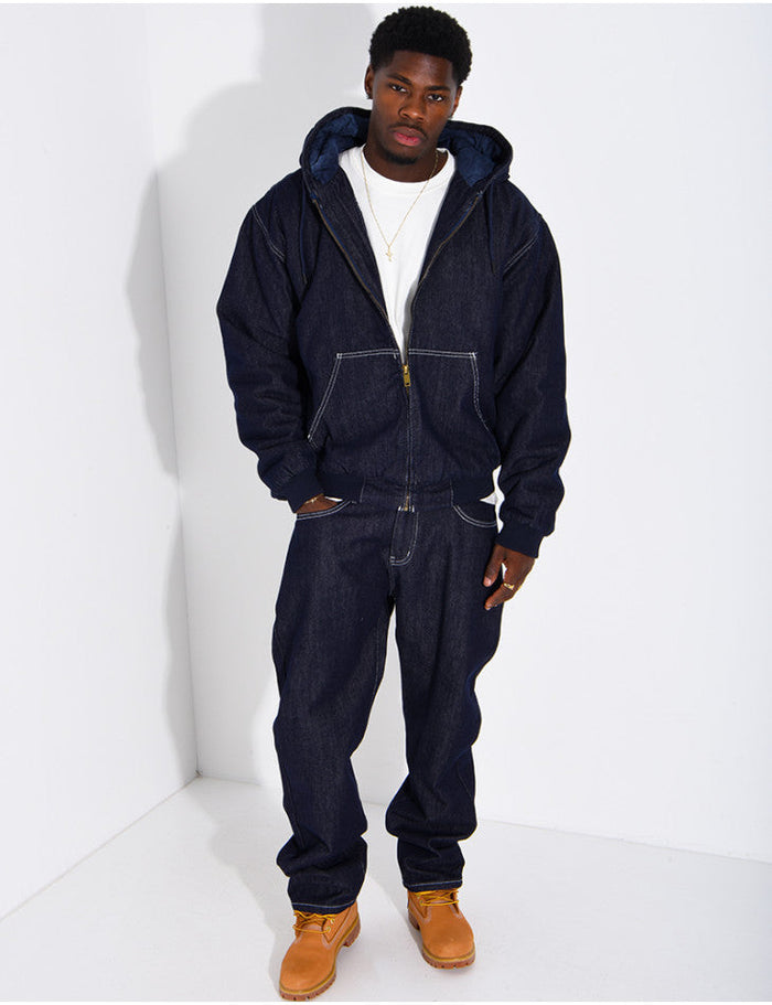 Denim-look jacket and pants set
