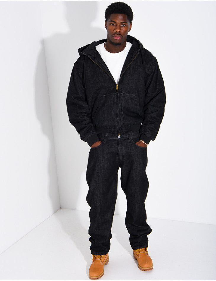 Denim-look jacket and pants set