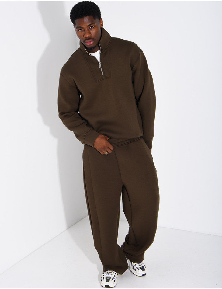 Neoprene pants and zip-neck sweatshirt set