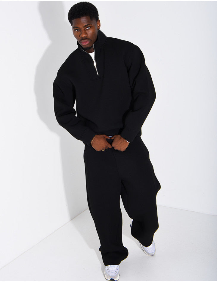 Neoprene pants and zip-neck sweatshirt set