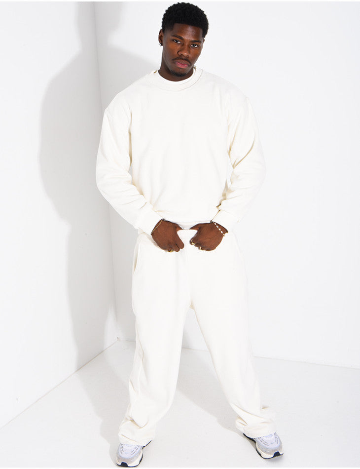 Heavyweight pants and crew-neck sweatshirt set