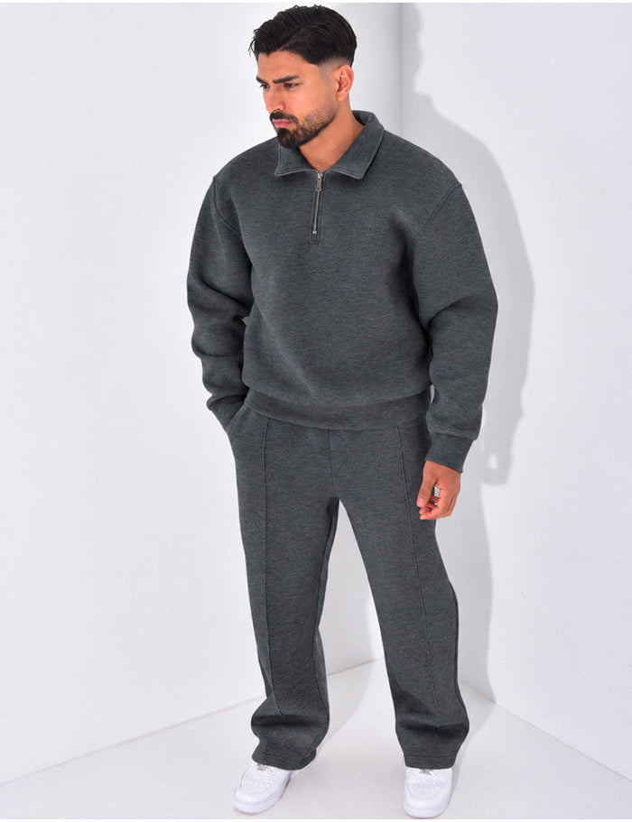 Zip-neck sweatshirt and pants set