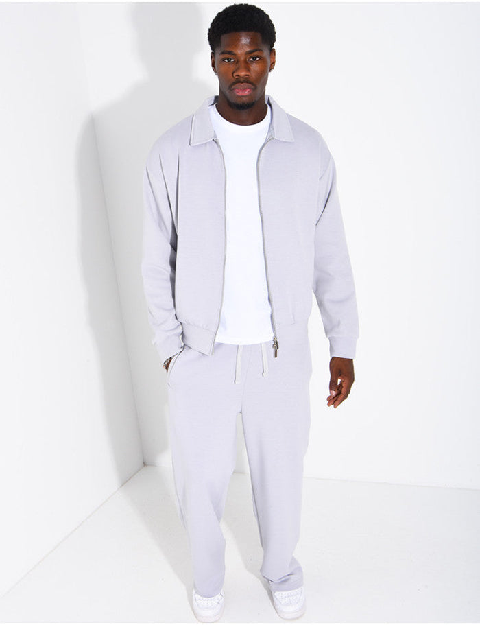 Zip cardigan and straight-leg pants tracksuit