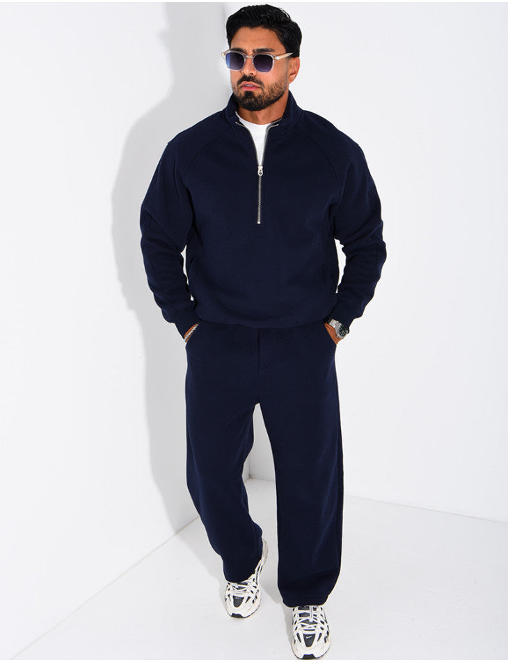 Men's knit zip sweatshirt and pants set