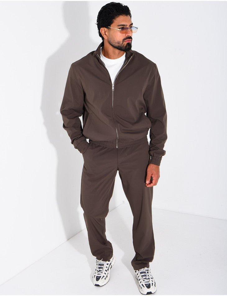 Zip jacket and straight-leg pants set