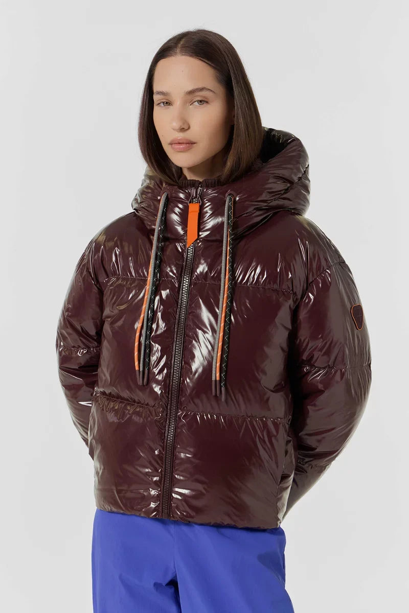 CREST Cropped A-Line Puffer - Burgundy